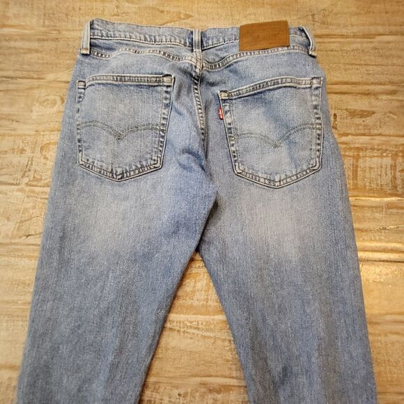 Levis 512 Premium Big E Jeans Mens 30x27 Stretch Blue Denim Slim Leg Distressed - Picture 10 of 12